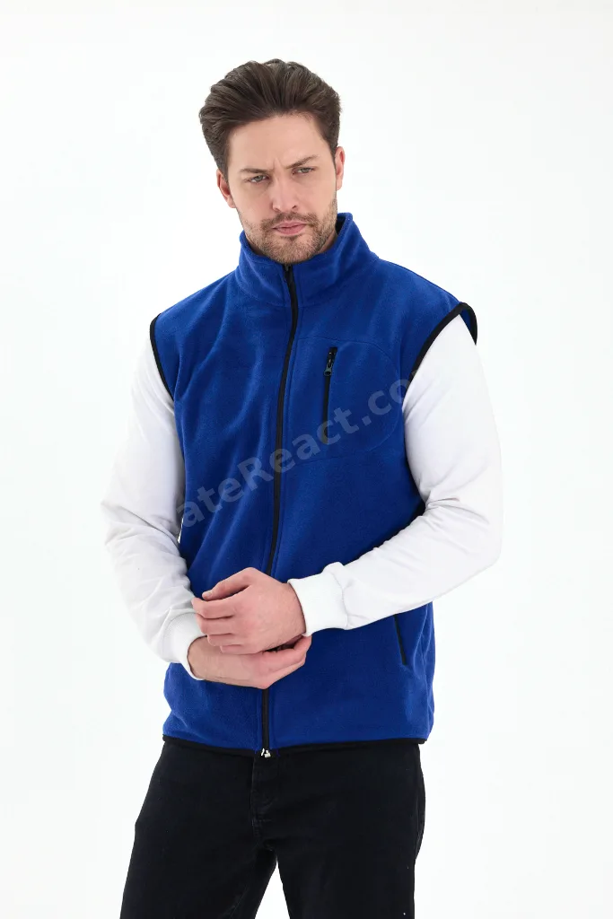 Erkek Tam Fermuarlı Spor Polar Yelek