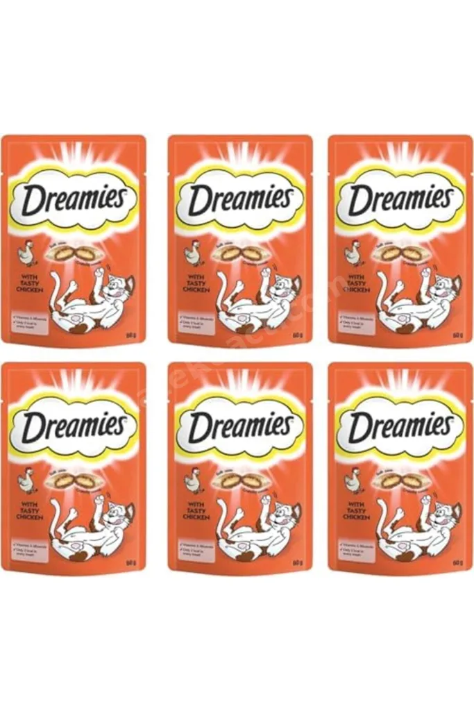 TTKTEKNOLOJİ Dreamies Kuru Kedi Ödül Maması, Tavuklu, (6 x 60 G) TTKTEKNOLOJİ 2026 395519
