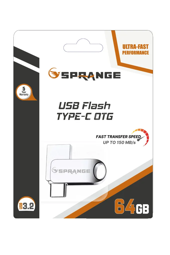 Sprange 64 Gb Flash Bellek Usb 3.2 Ultra Typec Otg Android/Pc/İphone 15/16/17 IPAD Tak Çalıştır