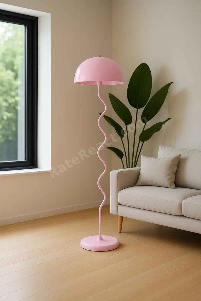 Mantar Zikzak Model Pembe Renkli Dekoratif Lambader Şık Lüks Salon Yatak Odası Bahçe