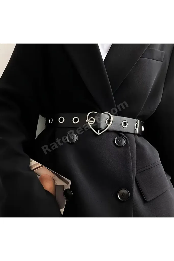 Kadınlar İçin Punk Tarzı Moda Kalpli Kemer ve Ayrılabilir Mini Kalp Bel Çantası