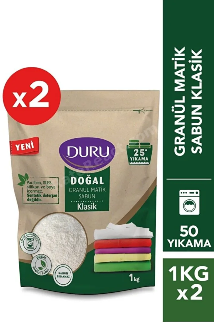 Doğal Kaynaklı Granül Sabun Klasik 1 kg x2 Adet