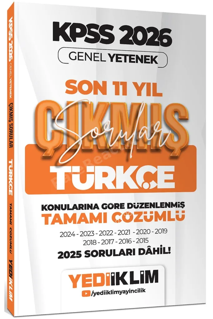 2026 KPSS GY-GK Lisans Konularına Göre Tamamı Çözümlü Son 11 Yıl Çıkmış Sorular Seti 5 Kitap