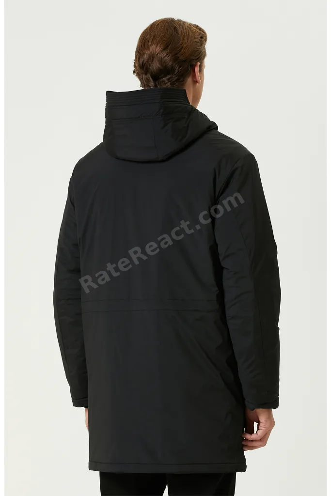 Siyah N-Tech Kapüşonlu Casual Kaban