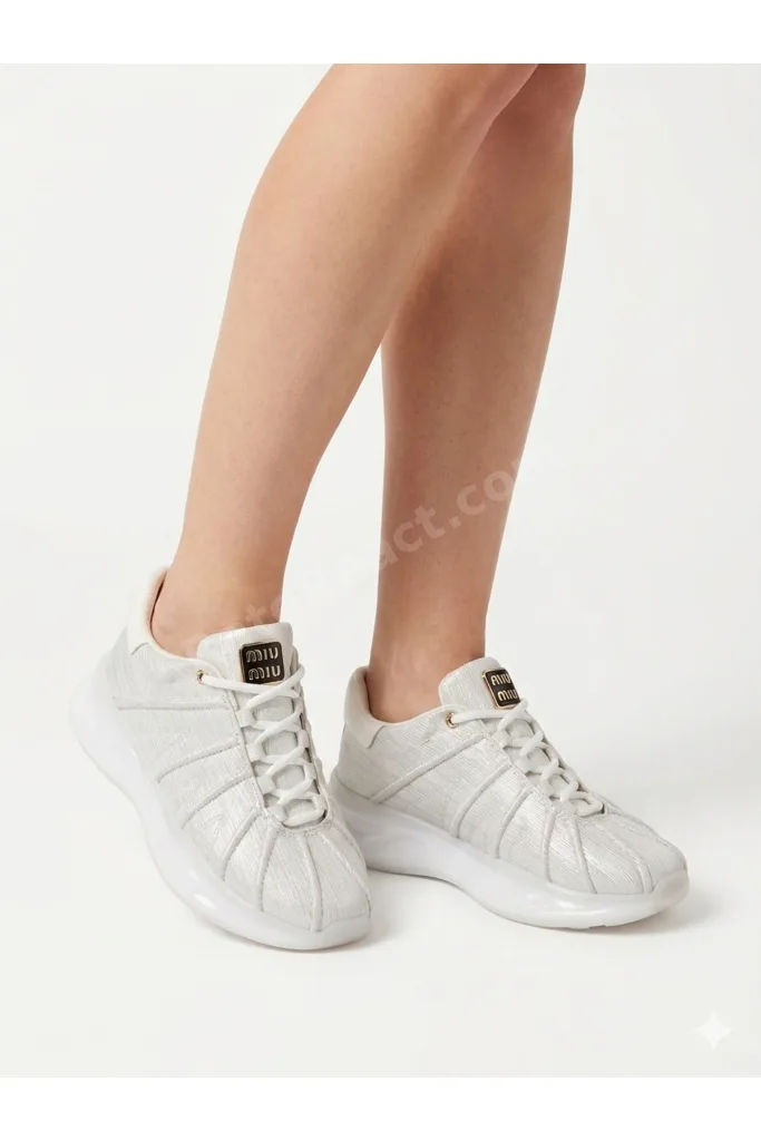 Kadın Simli Beyaz Ortopedik Sneaker