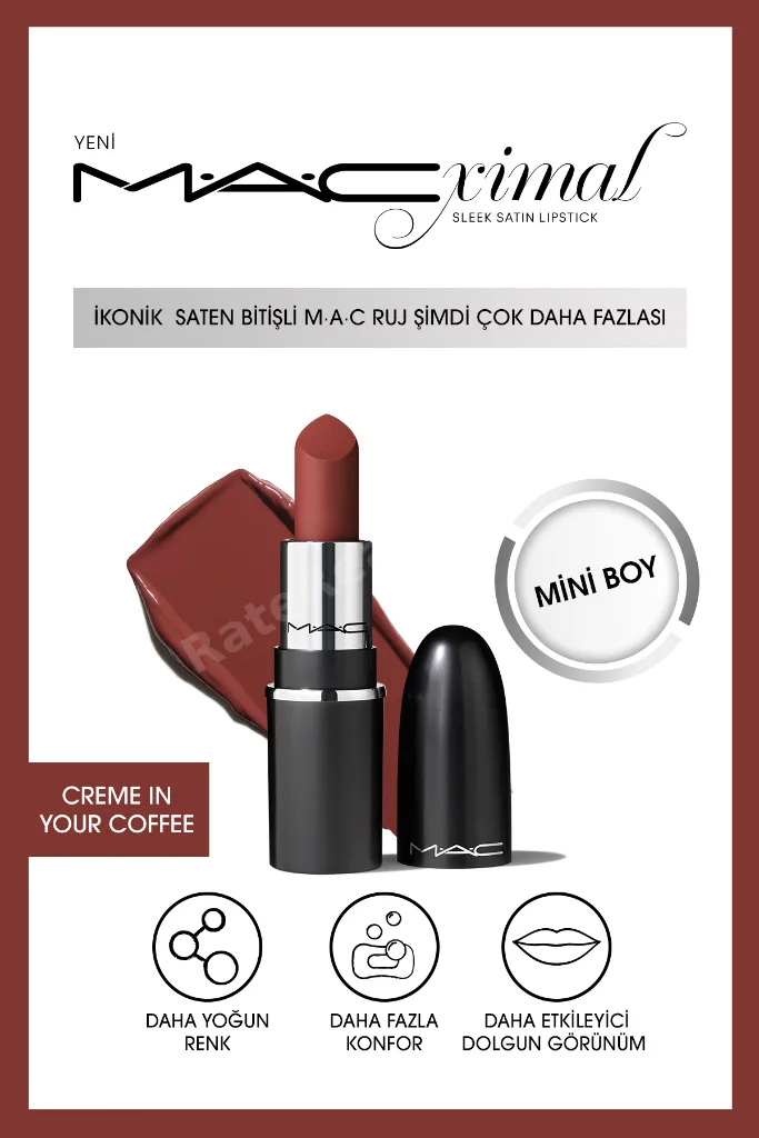 MACximal Mini Sleek Satin Lipstick İkonik Saten Bitişli Ruj-CREME IN YOUR COFFEE 1.5GM
