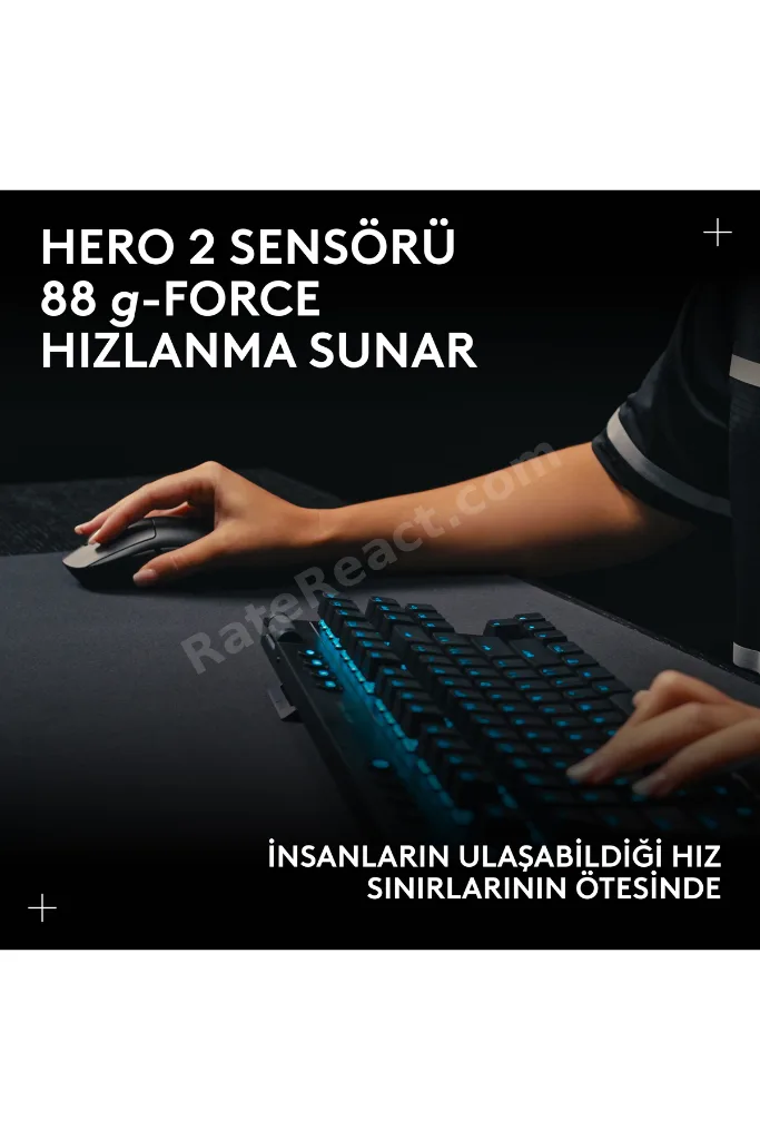G PRO 2 LIGHTSPEED HERO 2 32K DPI Sensör PC/Mac için Kablosuz Oyuncu Mouse, Siyah 910-007296
