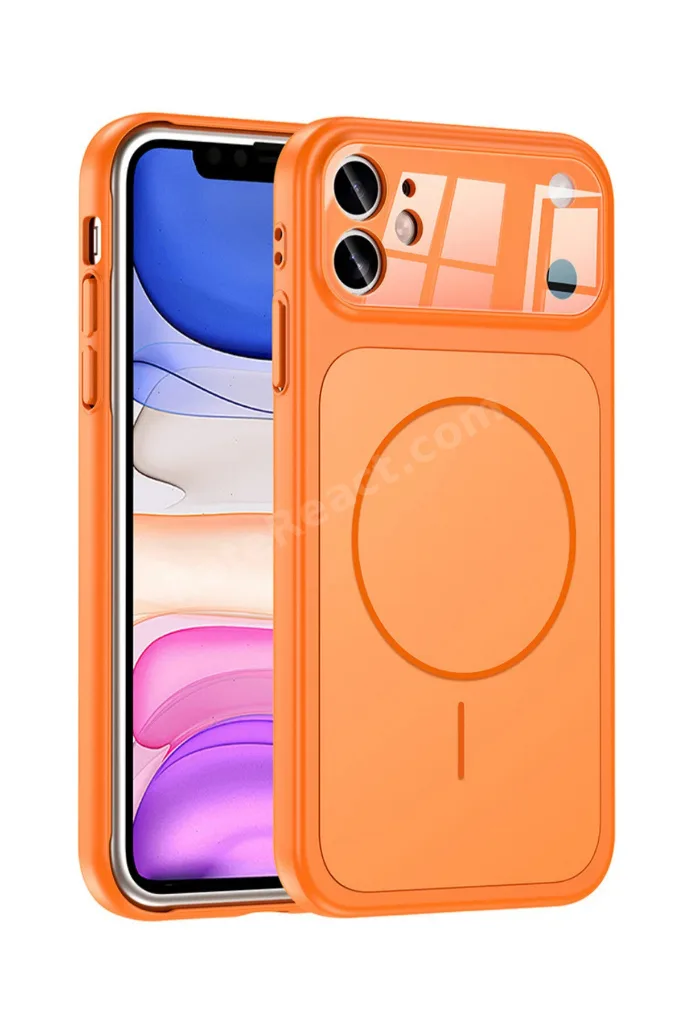 iPhone 11 Uyumlu 17 Görünümlü Çevirici Kamera Korumalı MagSafe Destekli Kılıf Orange