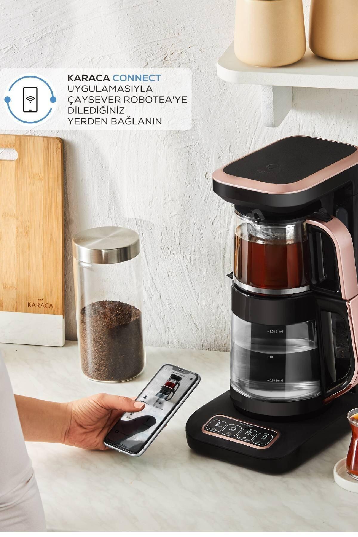 Çaysever Robotea Pro Connect 4 in 1 Konuşan Cam Çay Makinesi Rosegold