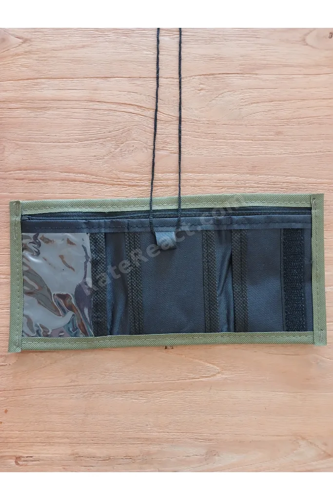 Unisex Yeşil Boyun Askılı Asker Cüzdanı