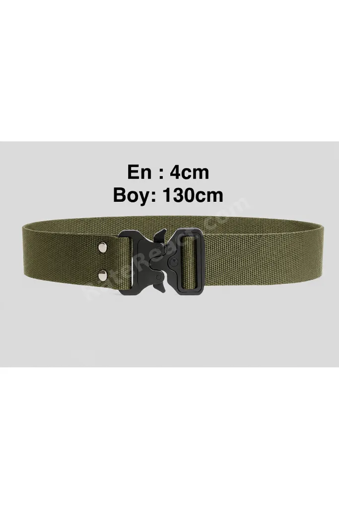 Palaska Bez Taktikal Kemer Metal Tokalı Ayarlanabilir Haki Yeşil – 4 cm En Polis Güvenlik Outdoor