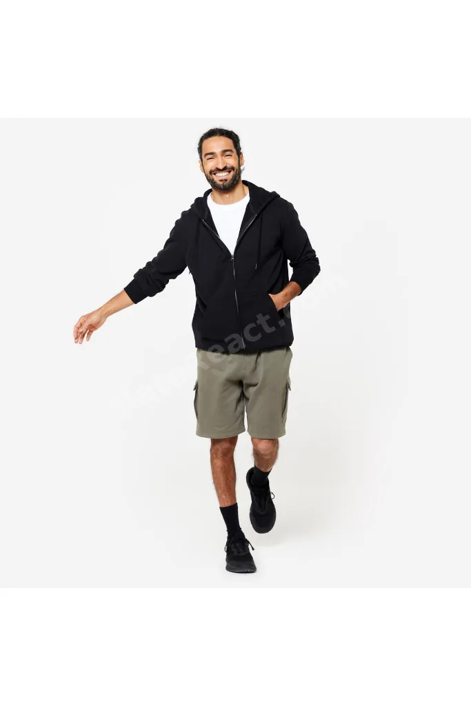 Domyos Erkek Kapüşonlu Fermuarlı Sweatshirt - Siyah