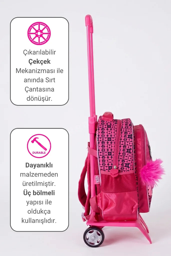 LOL Surprise BB Air Lisanslı Çıkarılabilir Çekçekli Kız Çocuk Okul Çantası 2183