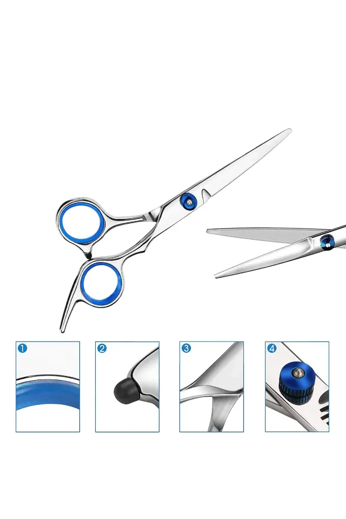 3 Parça 6 Inç 16 Cm Profesyonel Berber Kuaför Saç Bıyık Makas Set Düz Makas Jiletli Tarak Taraklar
