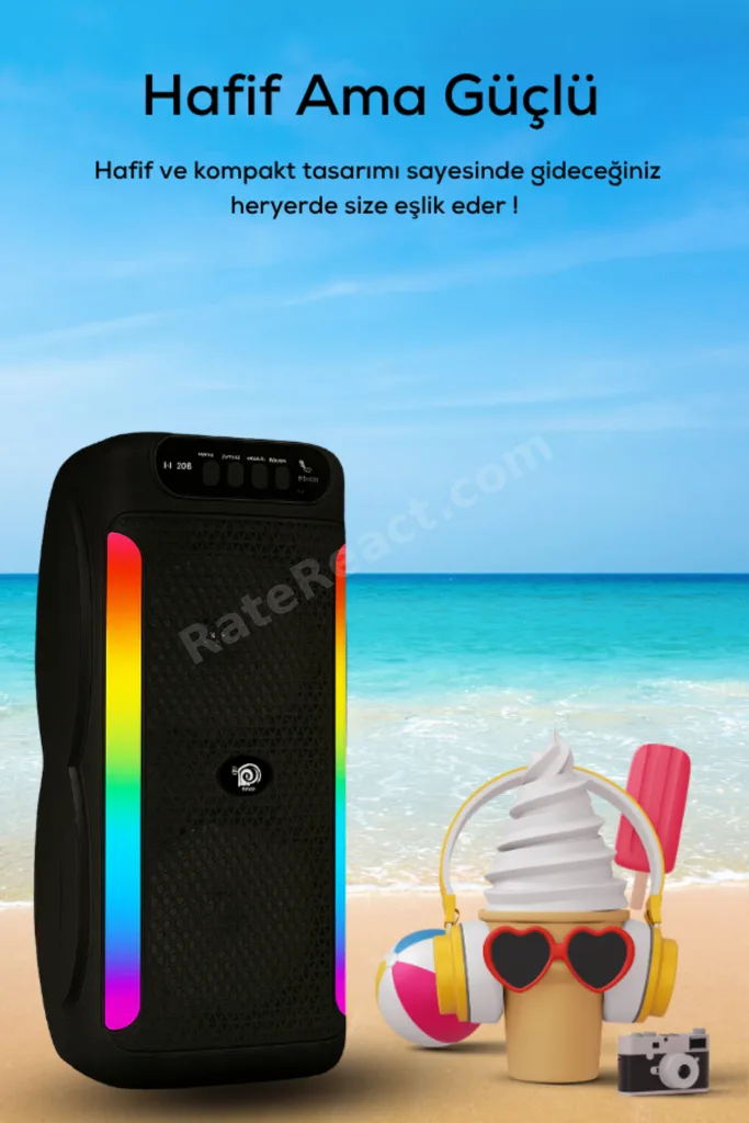 Bluetooth Hoparlör Parti Hoparlörü Işıklı Ses Bombası Radyo Usb Tf Kart Girişli