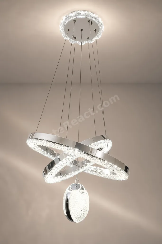 Kardelen Modern Tasarım Sarkıt Led Avize 3 Renk Işık Kristal Görünüm Oturma Odası Yemek Odası Salon Yatak Odası