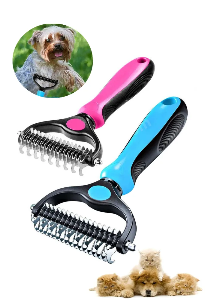 Plastik Saplı Ergonomik Metal Uçlu Kedi Köpek Kıtık Tüy Topak Açıcı Tarak Tüy Bakım Tarağı 1 Adet