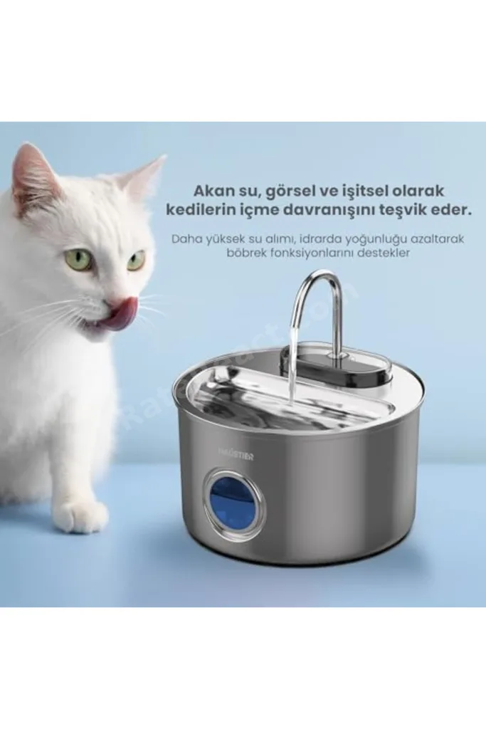 TTKTEKNOLOJİ Haustier WF009LS-M Otomatik Kedi Su Çeşmesi,Kedi Su Sebili, Su Pınarı 3.5Lt Geniş Hazne