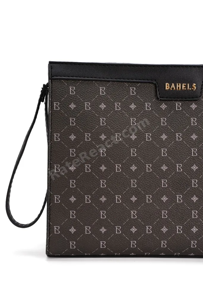 Kadın Siyah Monogram Portföy Kulplu Clutch Çanta