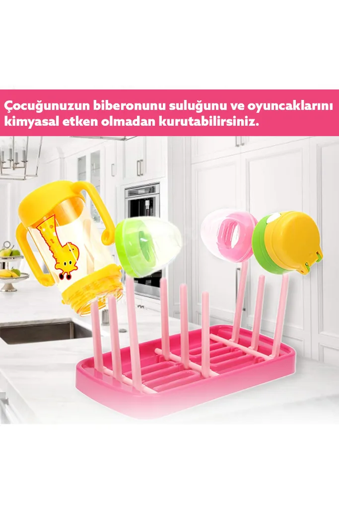 Biberon Emzik Kurutucu Pembe Suluk Süt Şişesi Emzik Kurutma Standı Bebek Çocuk Oyuncak Asma Aparatı