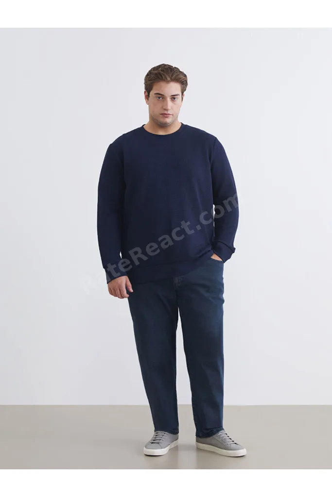 Lacivert Bisiklet Yaka Erkek Sweatshirt