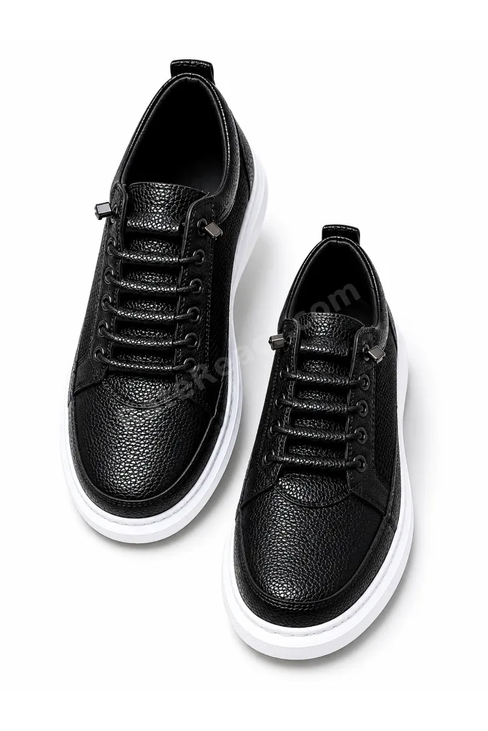 Siyah Fileli Sneaker Lastikli Günlük Spor Ayakkabı