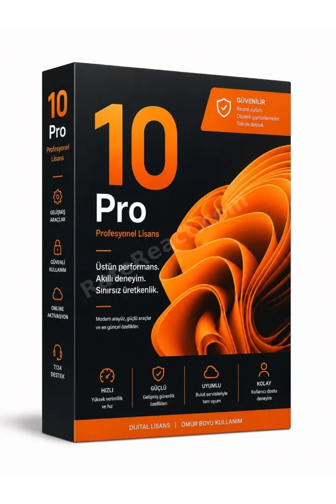 Windows10 Pro Dijital Lisans Anahtarı Key 32&64 Bit Ömür Boyu Kullanım