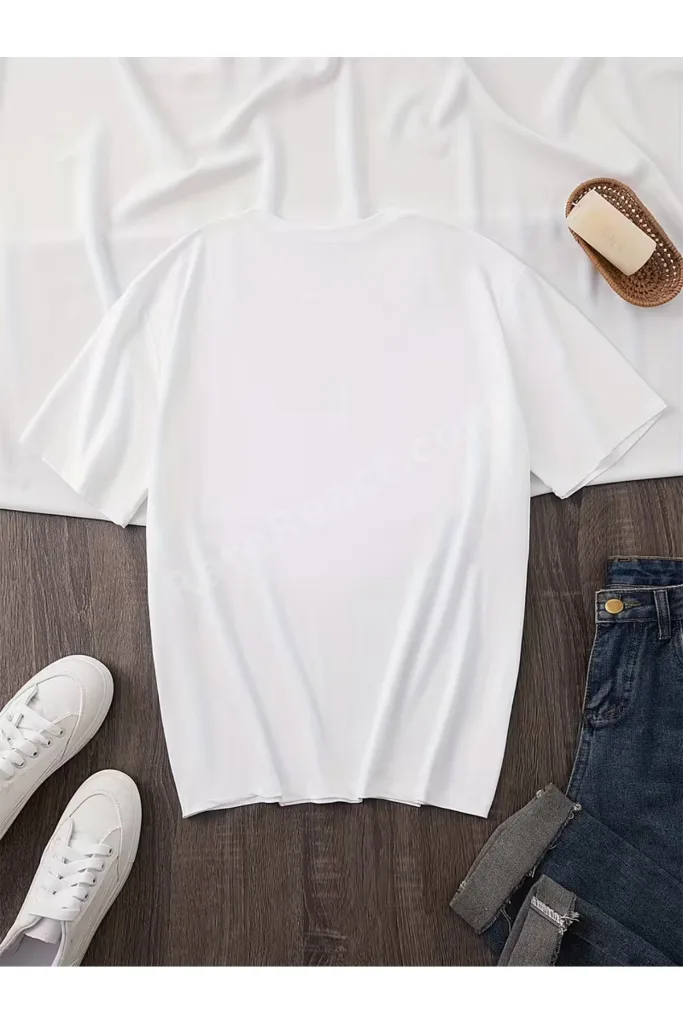 Keb 1.Kalite Baskılı Oversize T-shirt Günlük Tişört Trend Moda ve Modern Stil STYEL %100 Organik Pamuk Relaxed Fit Yırtmaçlı Yuvarlak Yakalı