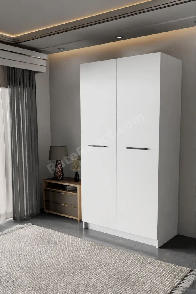 - LADİK - BEYAZ ÇİFT KAPAKLI GARDIROP 210-90-45 CM