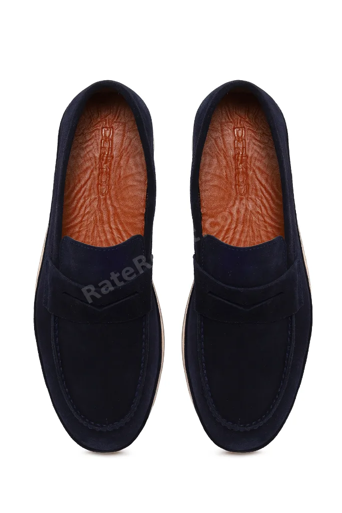 Erkek Lacivert Süet Deri Loafer 26SFD621610