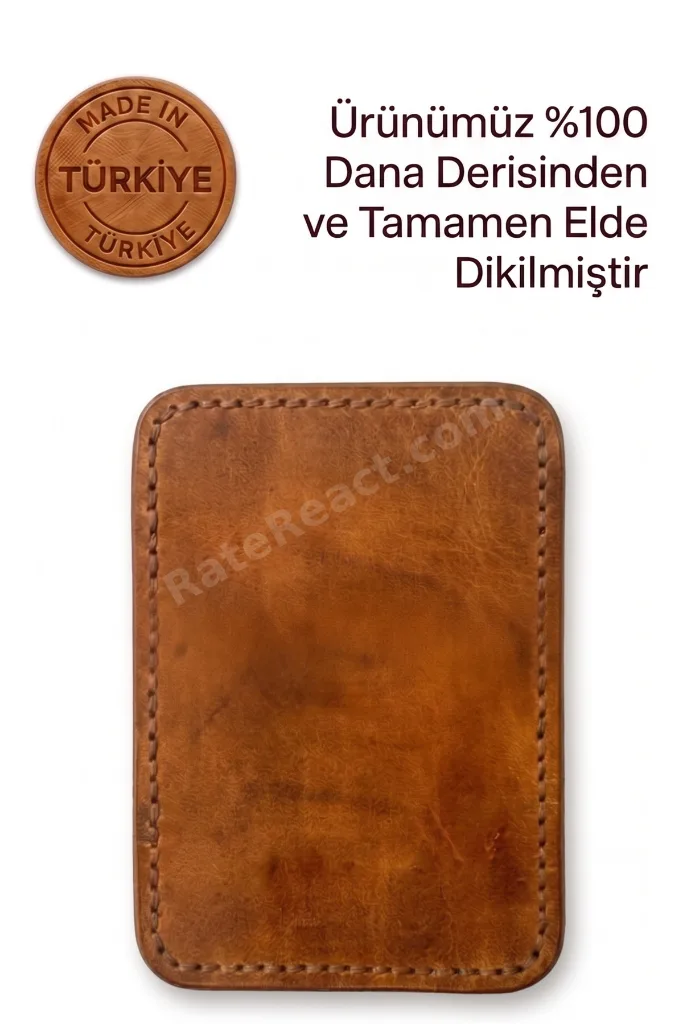 % 100 Hakiki Deri El Yapımı İtalyan Kartlık Minimalist Tasarım